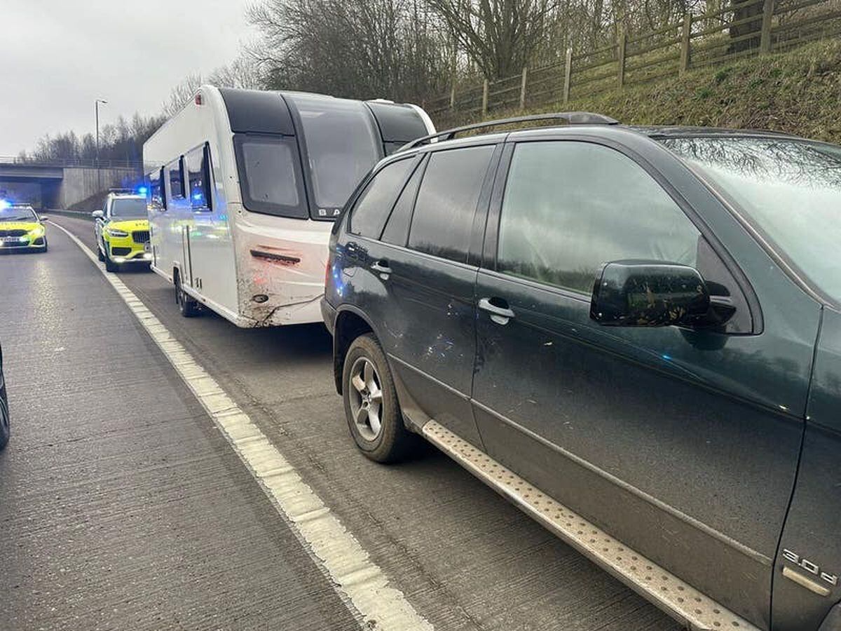Boy, 11, arrested after being found at wheel of BMW towing caravan on M1